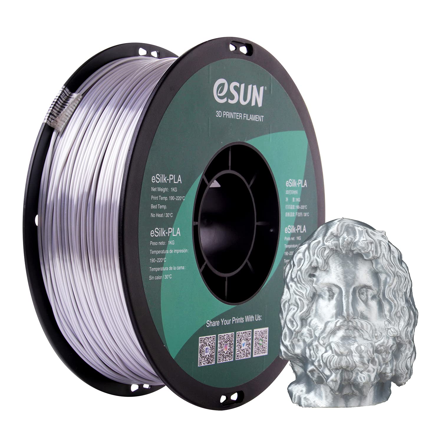 eSUN PLA Silver Silk 1.75mm 1Kg 3D Printing filament