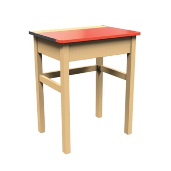 Red Single Wooden Locker Desks - 600mm