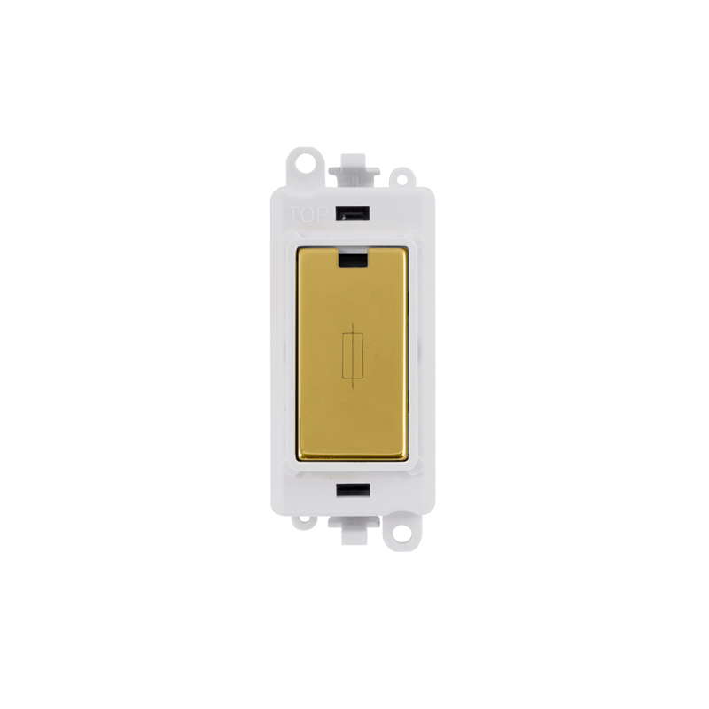 Click 20AX Polished Brass 13A Fused Module Insert Polar White