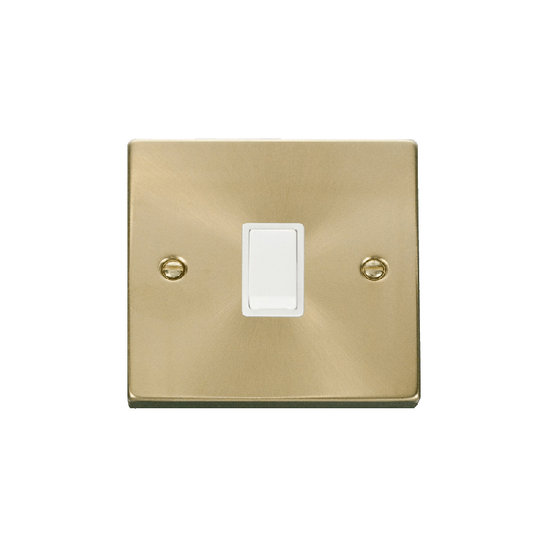 Click Deco 20A 1 Gang DP Switch Satin Brass Insert White