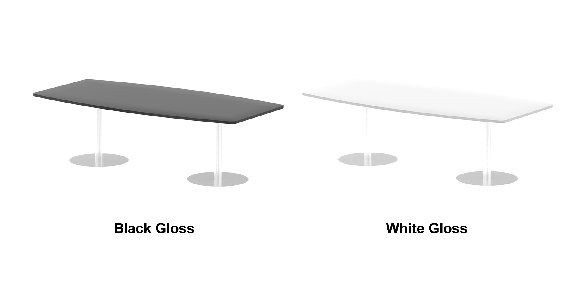 Italia 725mm High Gloss Meeting Table - 1800mm or 2400mm Option - Black or White Option UK
