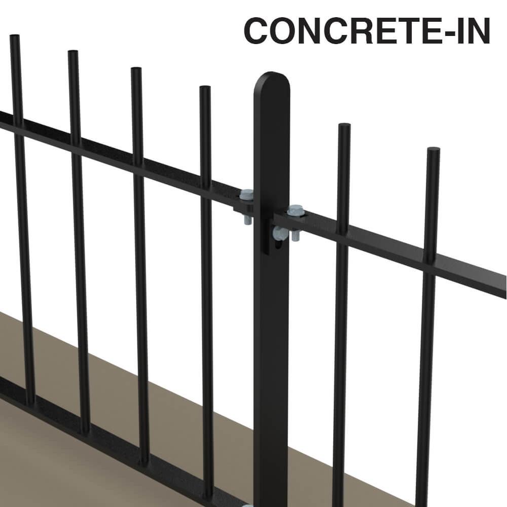 500mm Vertical bar  Concrete In Fence p/With 12mm Bars - Black Powder Coated