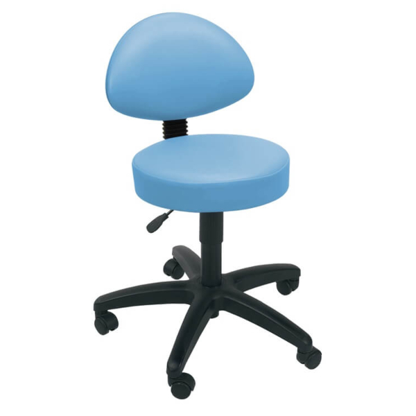 Gas Lift Examination Stool with Back Rest - Cool Blue