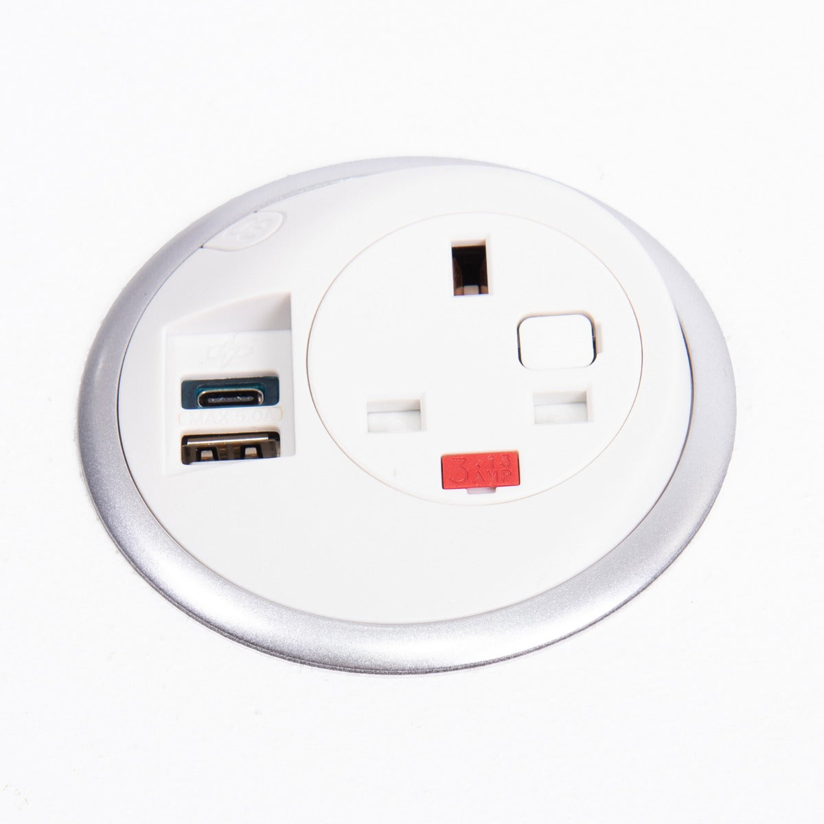 Pixel Cable Hole Grommet Desktop Power - Fits 80mm Cable Ports - 1 UK Socket - 1 USB A - 1 USB C Huddersfield