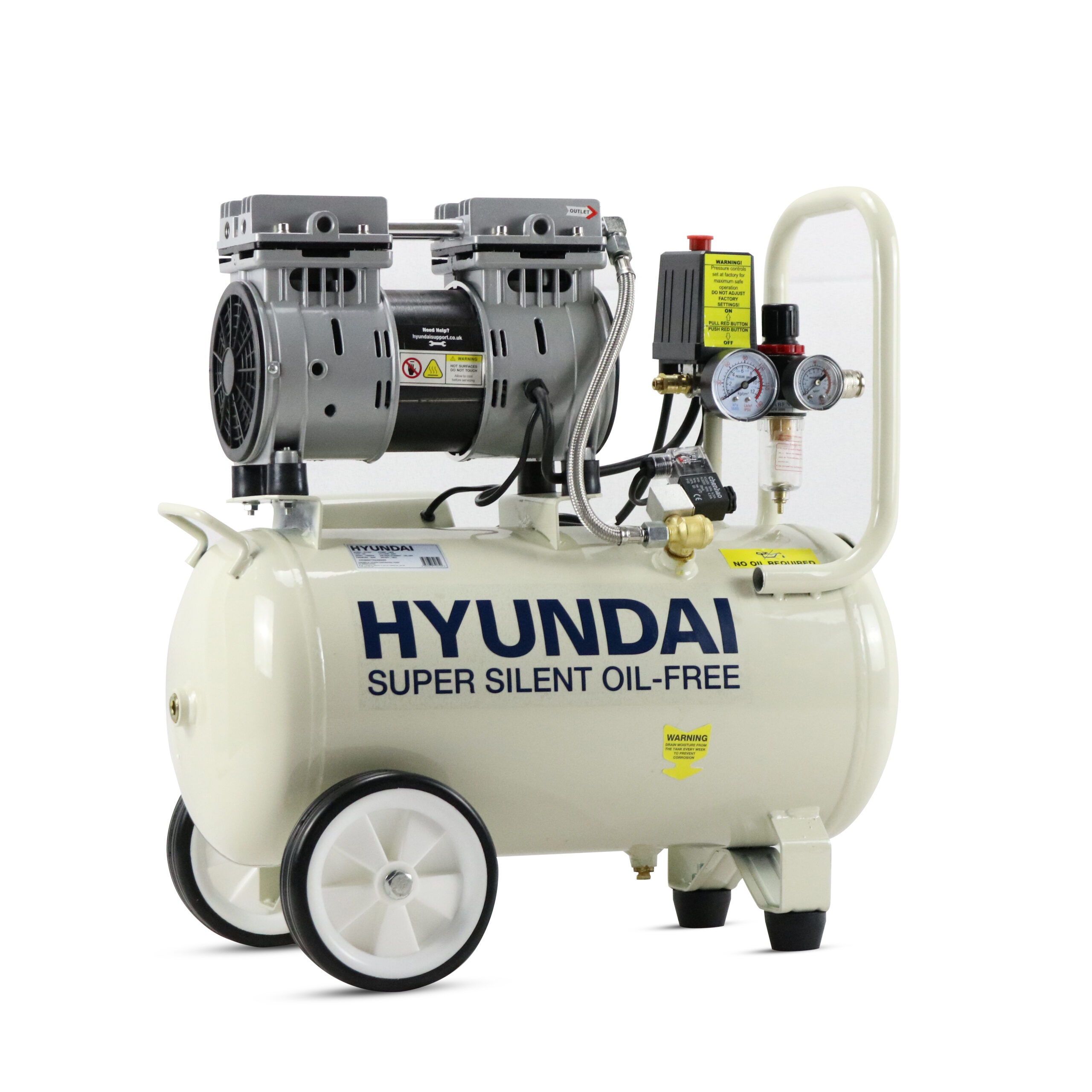 Hyundai HY7524X 5.2CFM, 1HP, 24 Litre Oil Free Direct Drive Silenced Air Compressor