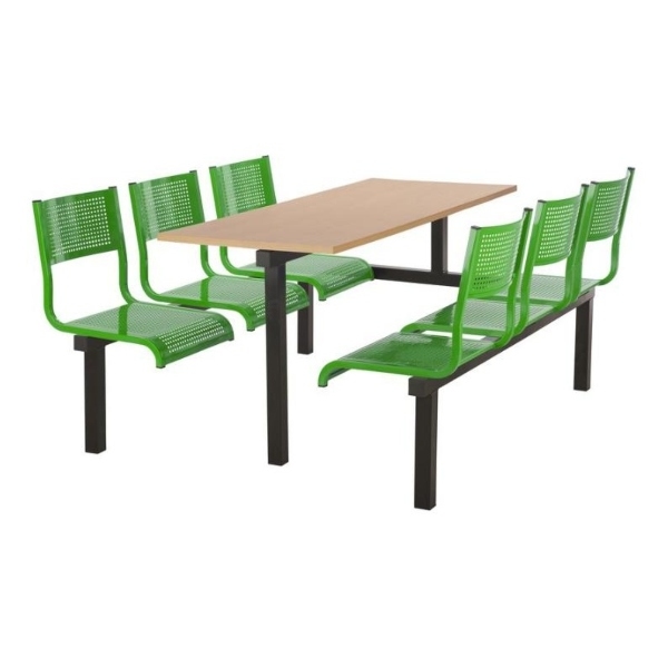 CU93 - 6-Seater Barrett Canteen Unit - 1 Way Access, Green, Beech