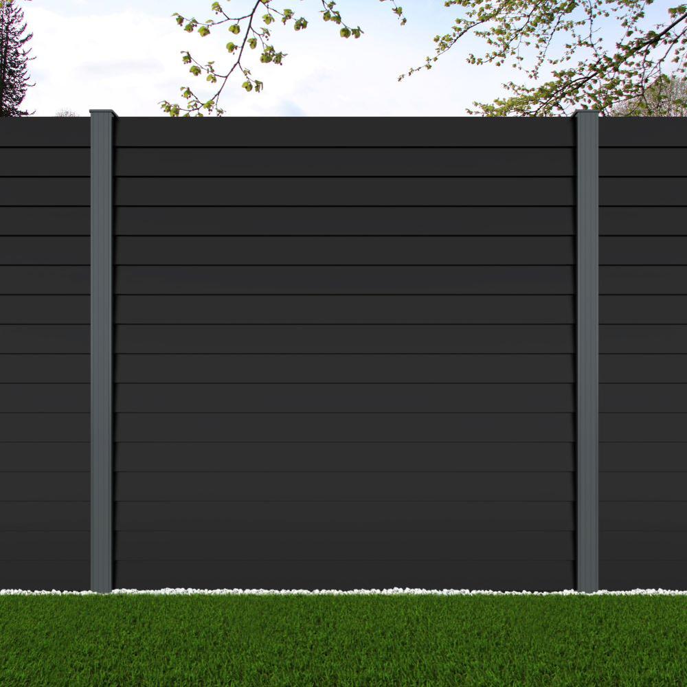 1.8m Louvre Fence Black Sand -Basalt Grey Posts - Metre Price 