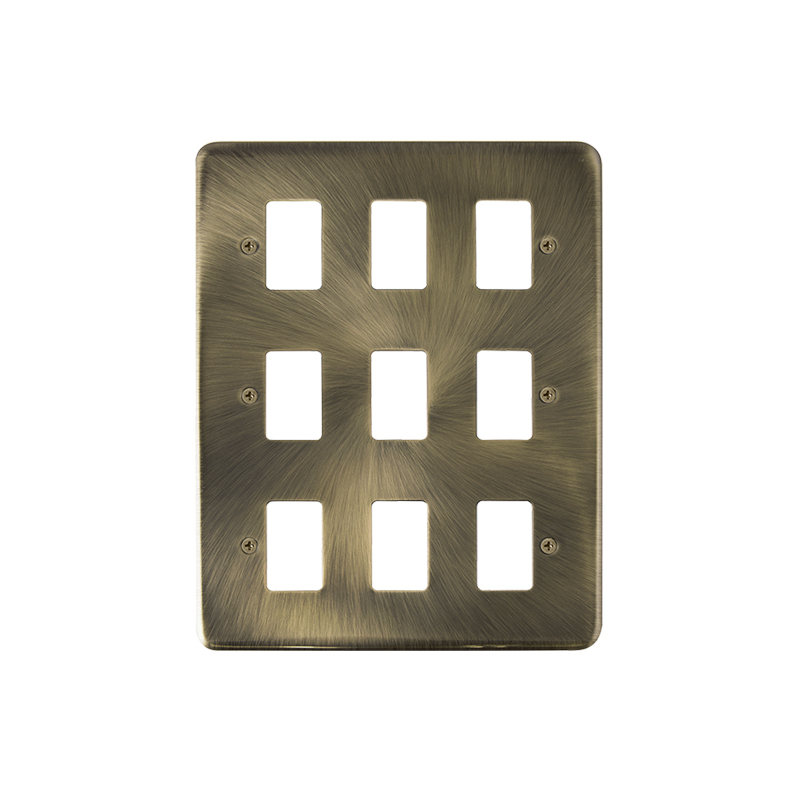 Click Deco Plus 9 Gang GridPro Frontplate Antique Brass