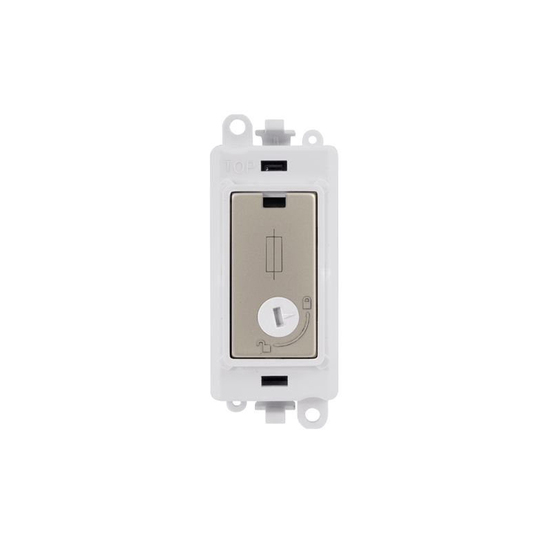 Click 20AX Pearl Nickel 13A Fused Lockable Module Insert Polar White