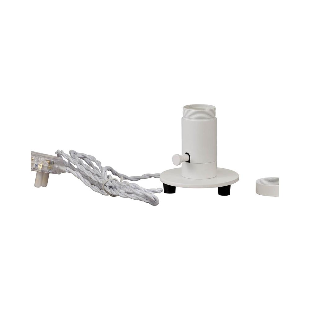 Luxuria Glorelle Table Lamp 1 Light White With White Braided Twisted Cable E27 (Max 60W) Suitable For Shades & Cages