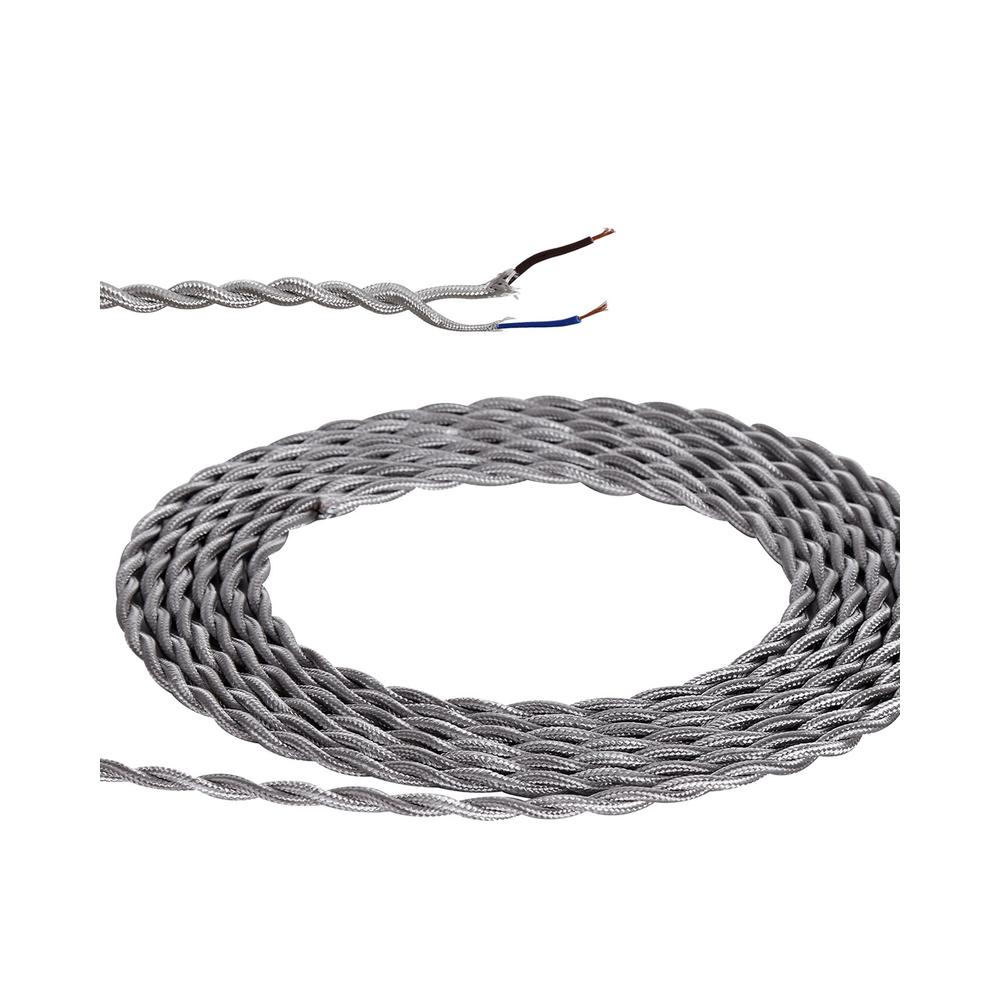 Luxuria Glorelle 1m Silver Braided Twisted 2 Core 0.75mm Cable