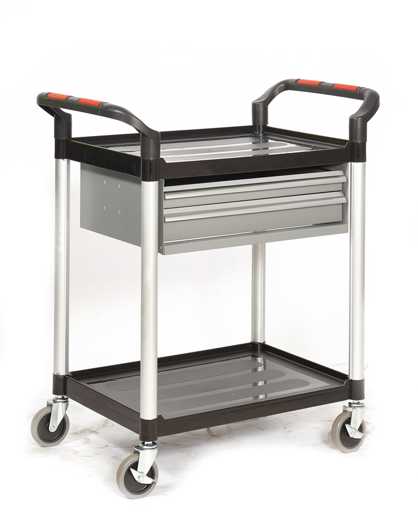 Proplaz 3 Shelf Trolleys With 2 Steel Drawers