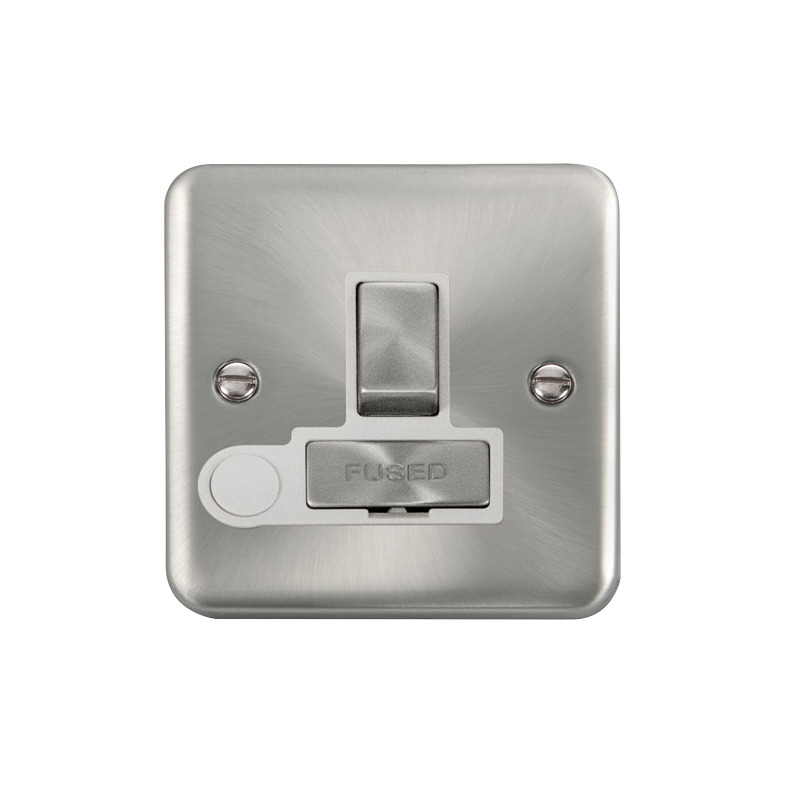 Click Deco Plus Switched Fused Spur Satin Chrome White Inserts Flex Outlet