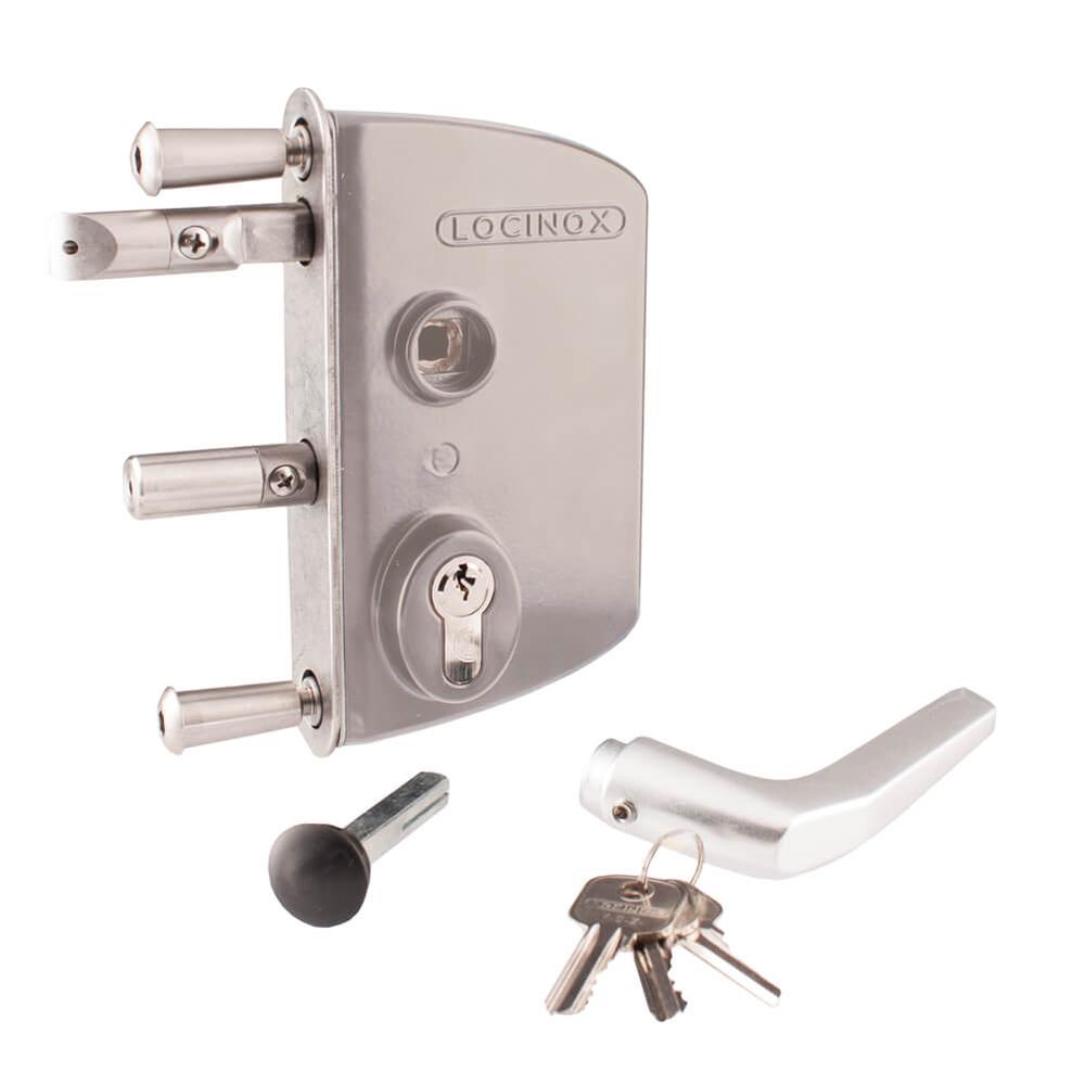 Locinox Gate Lock LPKQ use with Push BarTo suit Sections 60 - 80mm (Silver)