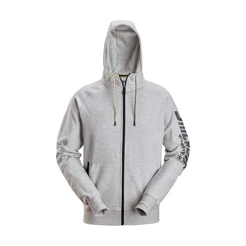 Snickers 2895 Logo Full-Zip Hoodie Grey Melange Size: M