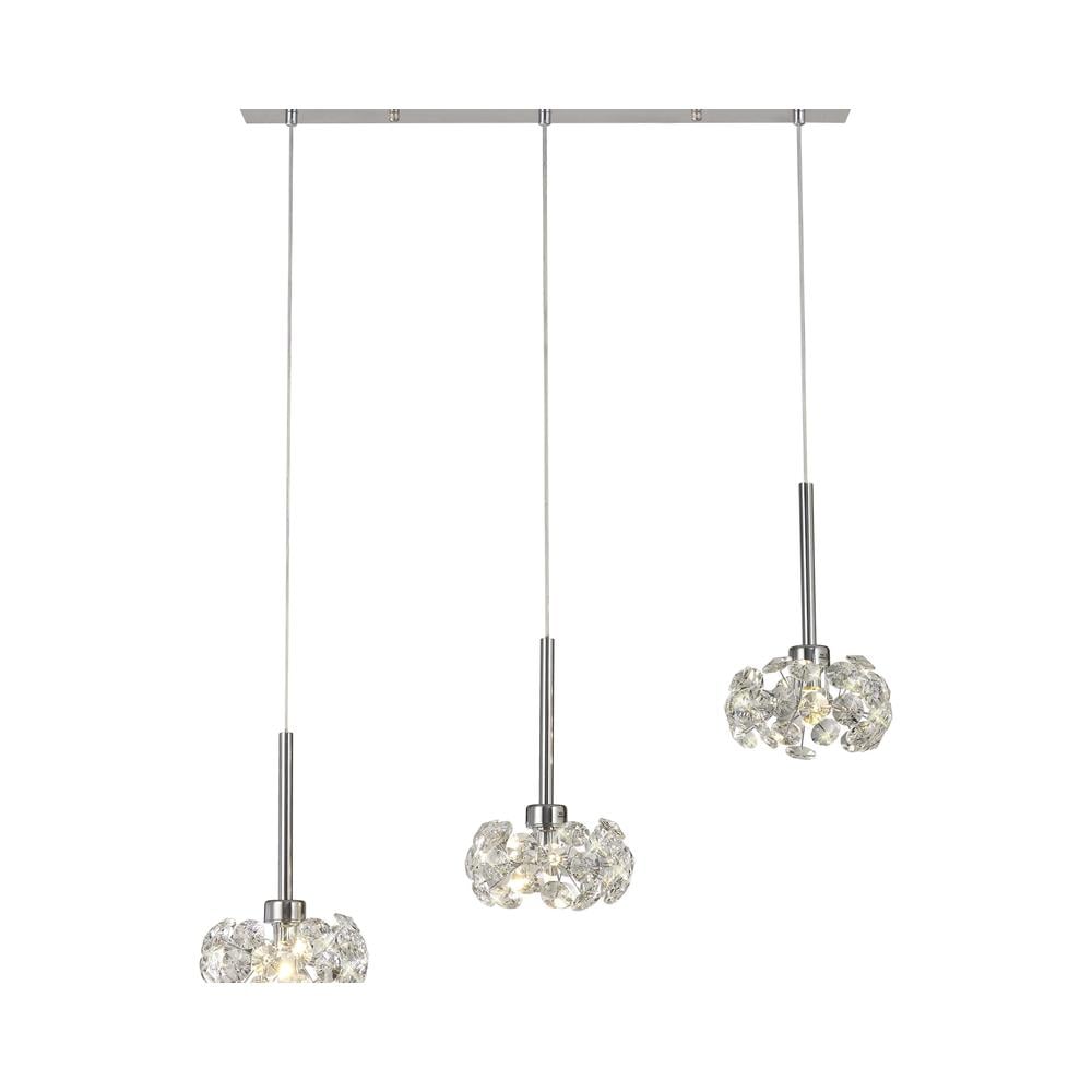 Luxuria Paramount 3 Light G9 2m Linear Pendant With Polished Chrome And Crystal Shade