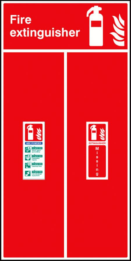 Fire extinguisher location board - abc powder