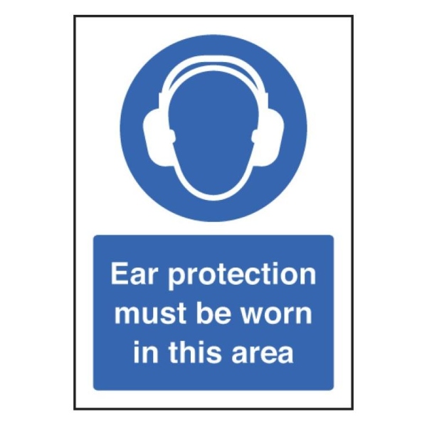 Ear Protection Must be Worn - A5 Self Adhesive Vinyl