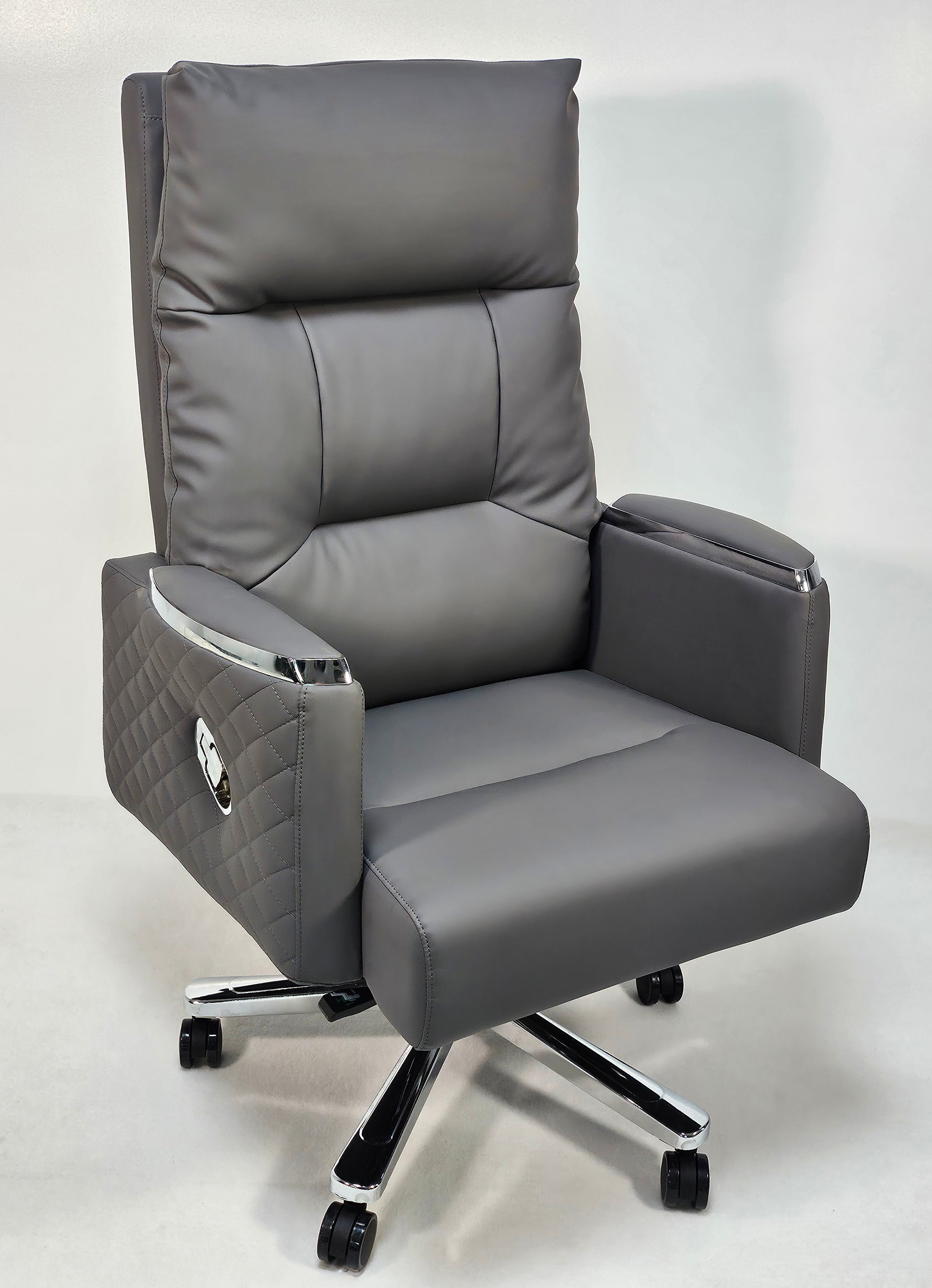 Specialising In Modern Reclining Grey Leather High Back Executive Office Chair - HB-306A UK