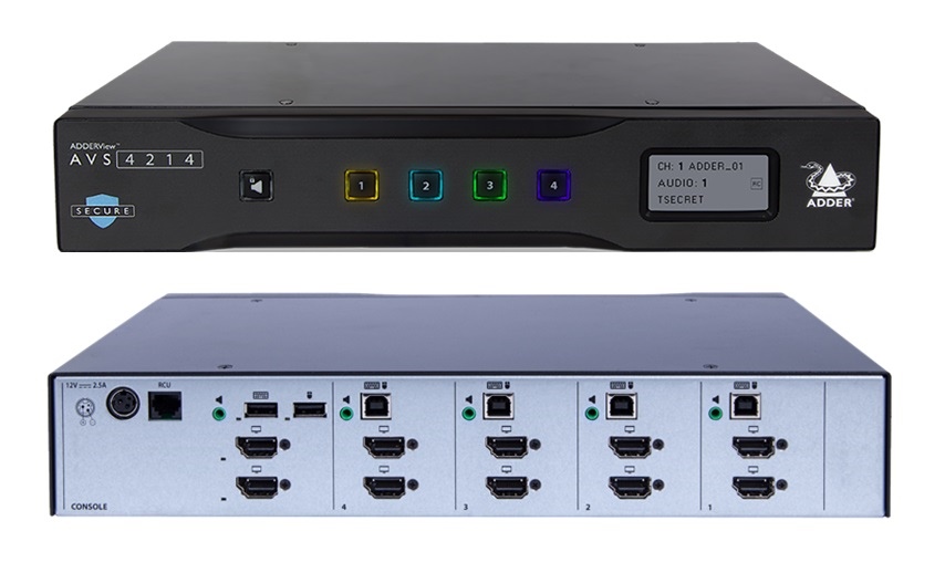 AVS-4214 - ADDERView AVS - Secure Desktop KVM Switch, 4 Port, Dual-Head DP/HDMI KVM, NIAP PP 4.0, AVS4214 (4K Secure KVM Switch) *NEW*