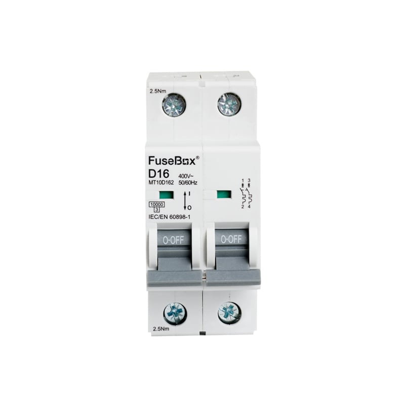 FuseBox MT10D162 MCB 16 Amp D Type 10kA 2 Pole