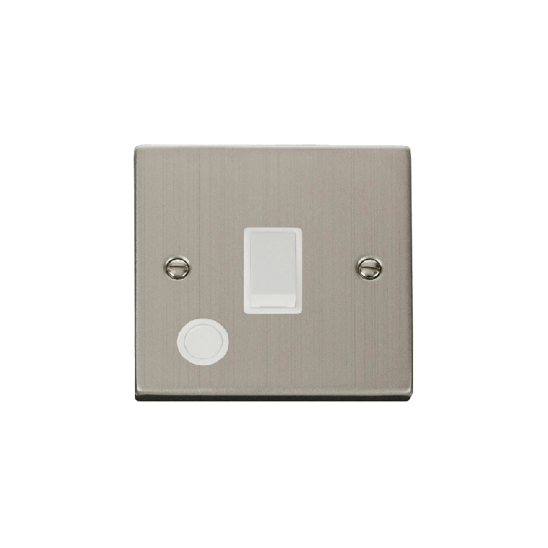 Click Deco 20A 1 Gang DP Switch With Flex Outlet Stainless Steel Insert White