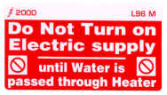 L096 M - Do Not turn on Electric, until Water
[L96M]