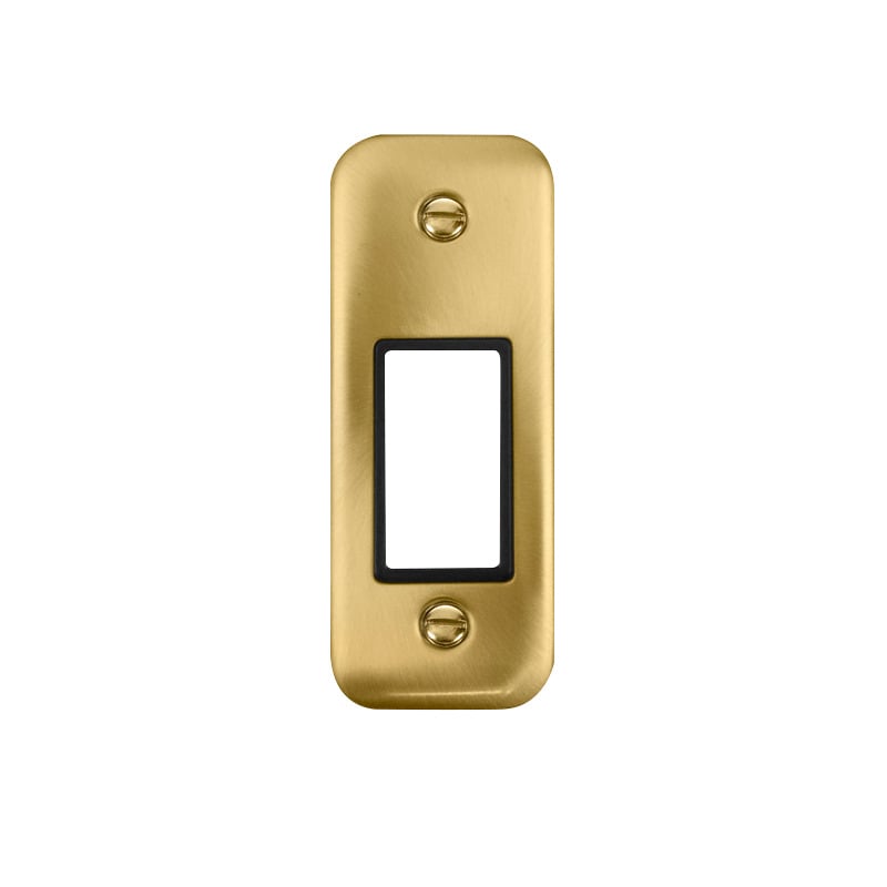 Click Deco Plus MiniGrid 1 Aperture Architrave Face Plate Satin Brass Black Inserts