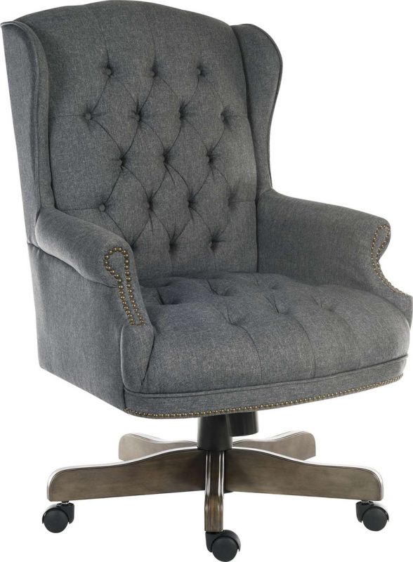 Traditional Chesterfield Grey Fabric Executive Chair - CHAIRMAN UK