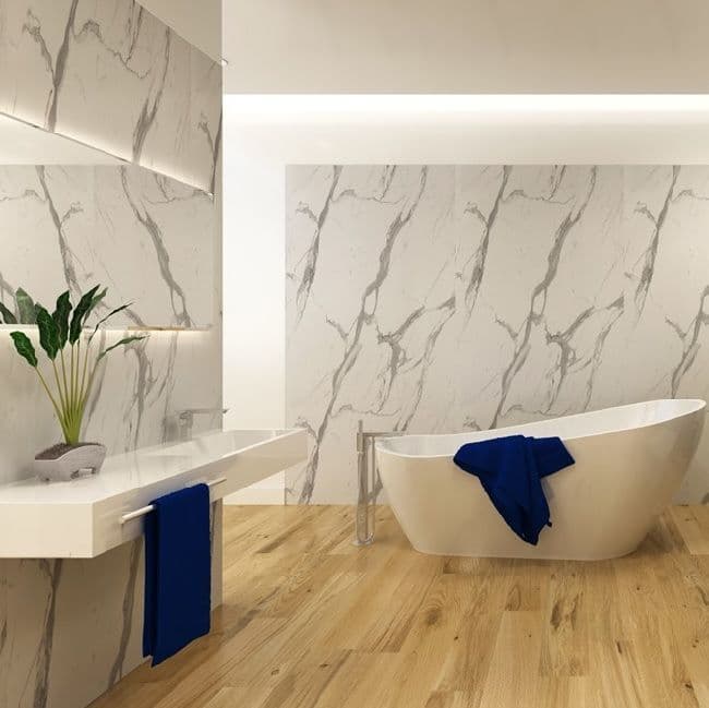 Statuario Marble Bathroom and Shower Panel
