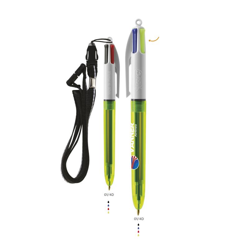 BIC&#174; 4 Colours Fluo ballpen + lanyard BritePix?