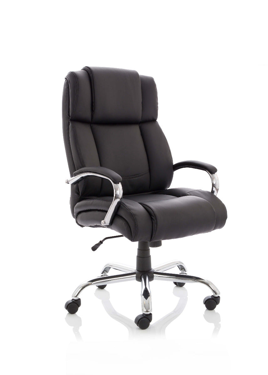 Texas Heavy Duty Black Leather Office Chair - Up to 35 Stone Huddersfield