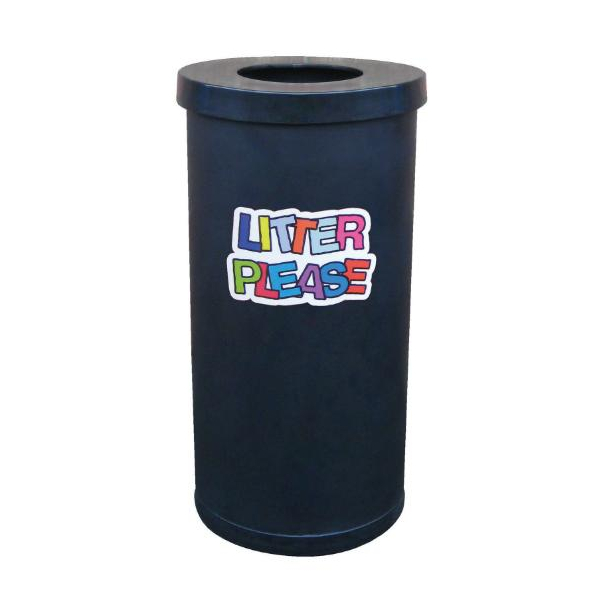 Popular Litter Bin with Litter Please Graphics - Black