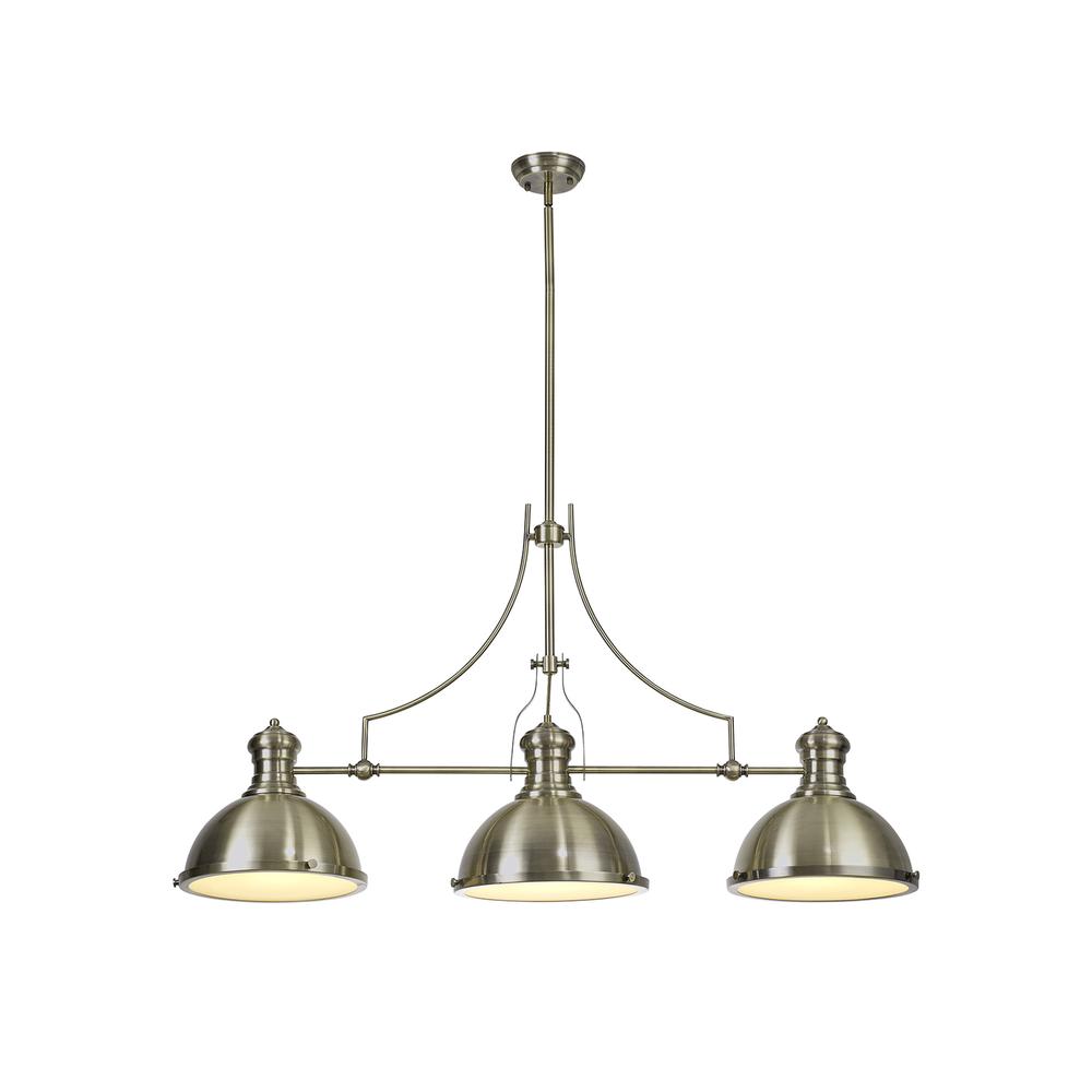 Luxuria Serena Linear Pendant Light 3xE27 Antique Brass/Frosted Glass