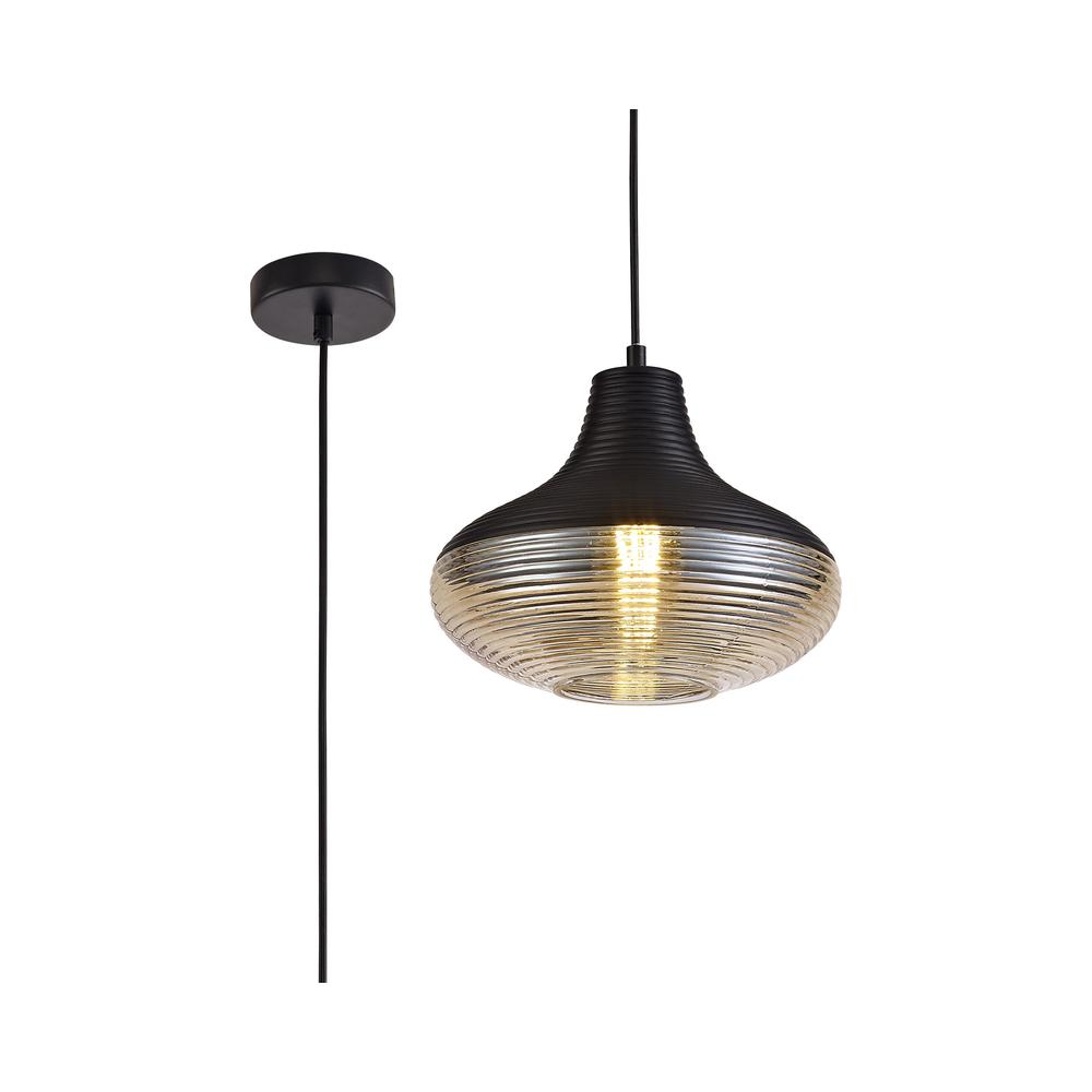 Luxuria Shimmera 26cm Single Vase Pendant Light E27 Black/Amber Glass