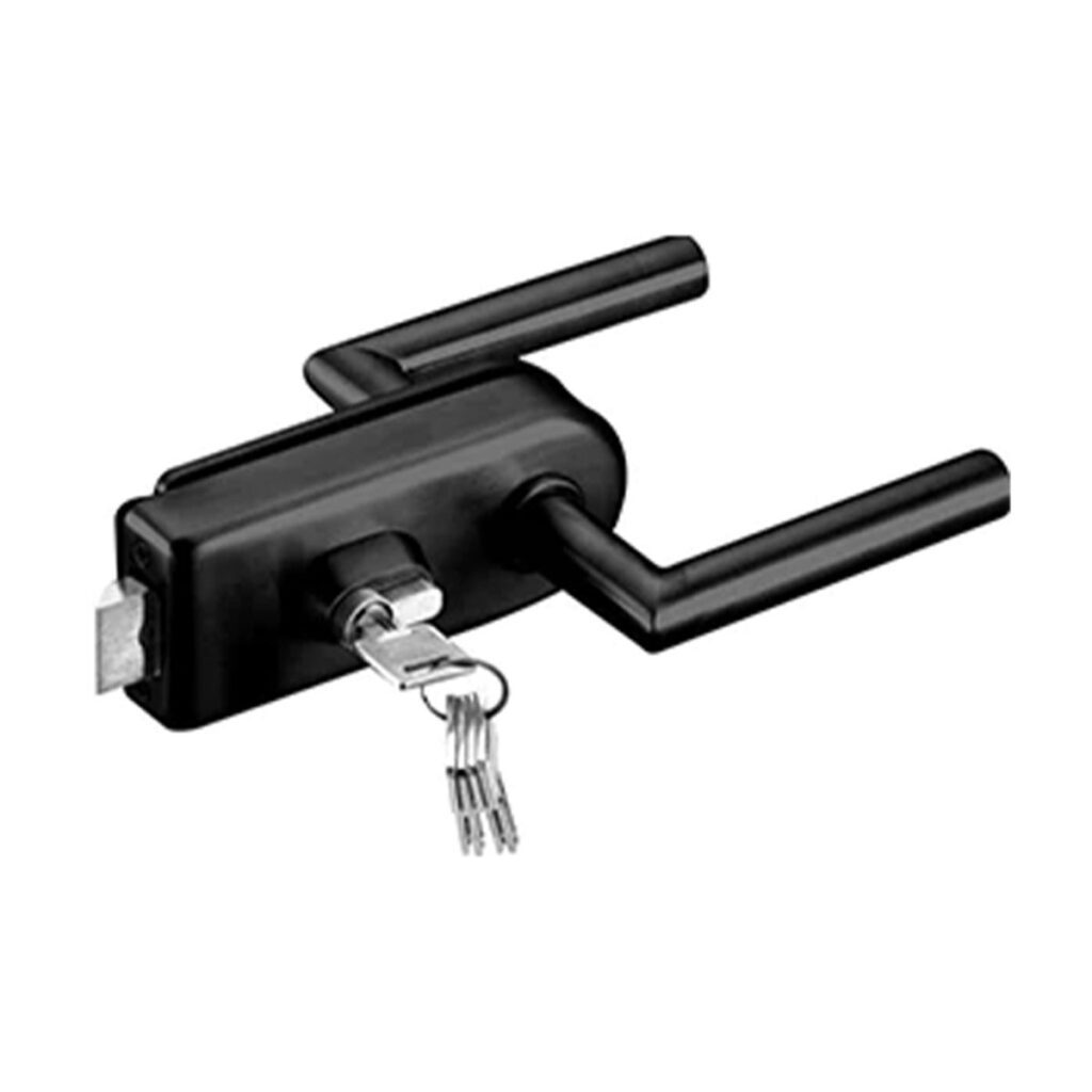 Black Lever Latch for Glass Door (Non-Magnetic)