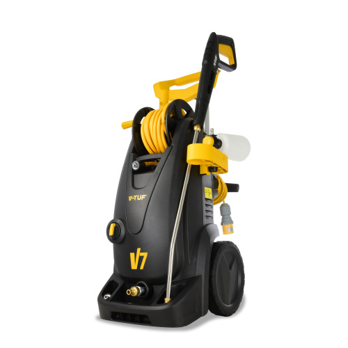 V-TUF V7 110v 150Bar, 6L/min Tough DIY Site Electric Pressure Washer - With Professional Accessories & 10M Hose Reel For Commercial Work In Hexham