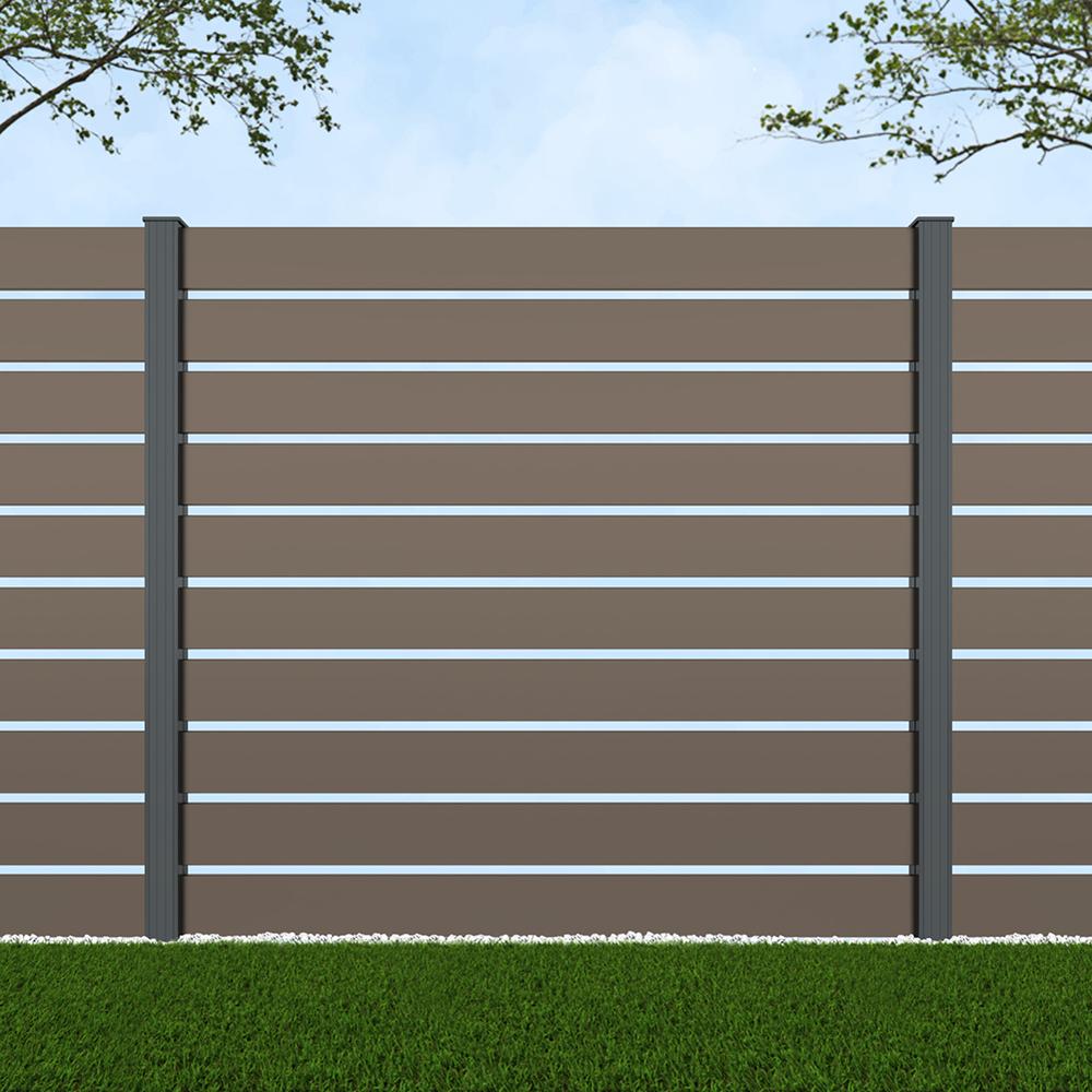 1.8m Parallel 150 Beige Grey - Basalt Grey Posts - Metre Price 