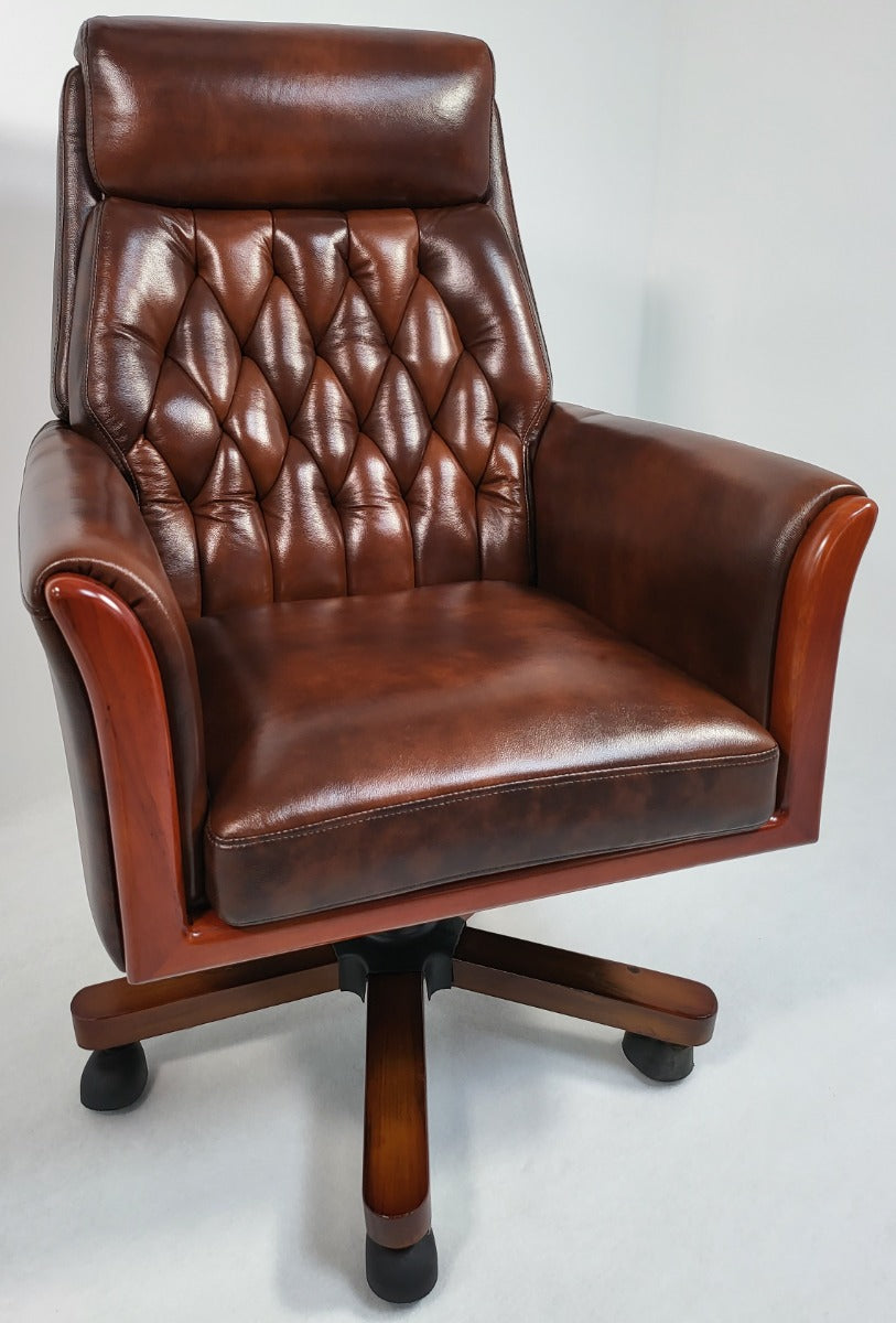 Providers Of Traditional Genuine Hide Brown Leather Chesterfield Executive Office Chair - KW-6603 North Yorkshire