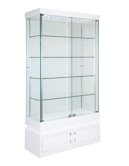 Tempered Glass Tall Display Units For Retail