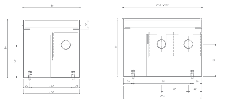 LPHW 180mm wide Trench Heater (Single Tube)