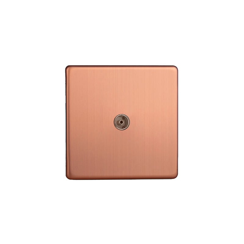 Varilight Urban 1G Co-Axial TV Socket Brushed Copper Screw Less Plate