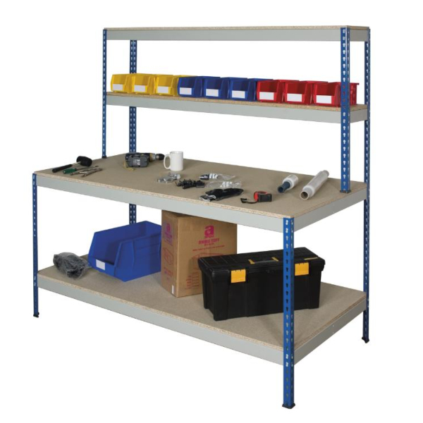 Rivet Workstation with Full Under Shelf - 1830 x 2440 x 915mm (HxWxD)