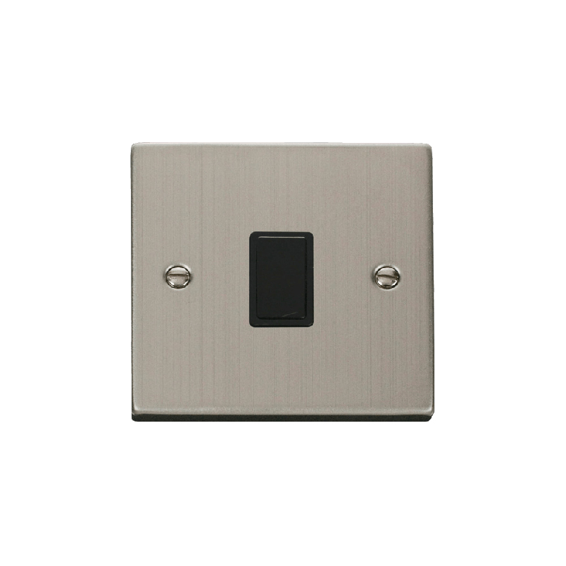 Click Deco 20A 1 Gang DP Switch Stainless Steel Insert Black