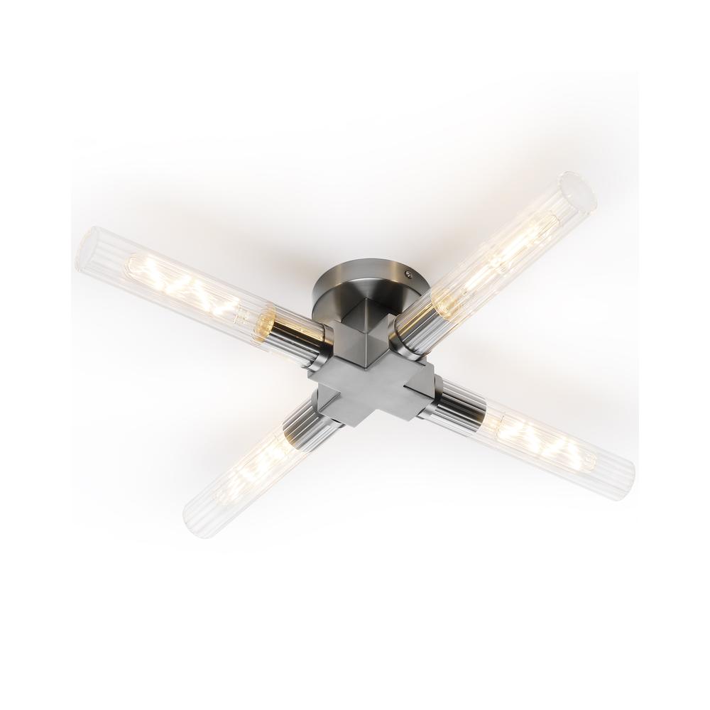 Luxuria Aero 4 Light Ceiling E27 IP44 Satin Nickel