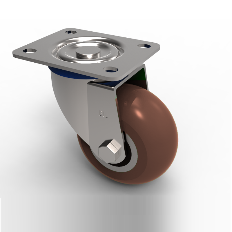 Ergonomic Polyurethane Plate Swivel Castor 150mm 500kg Load