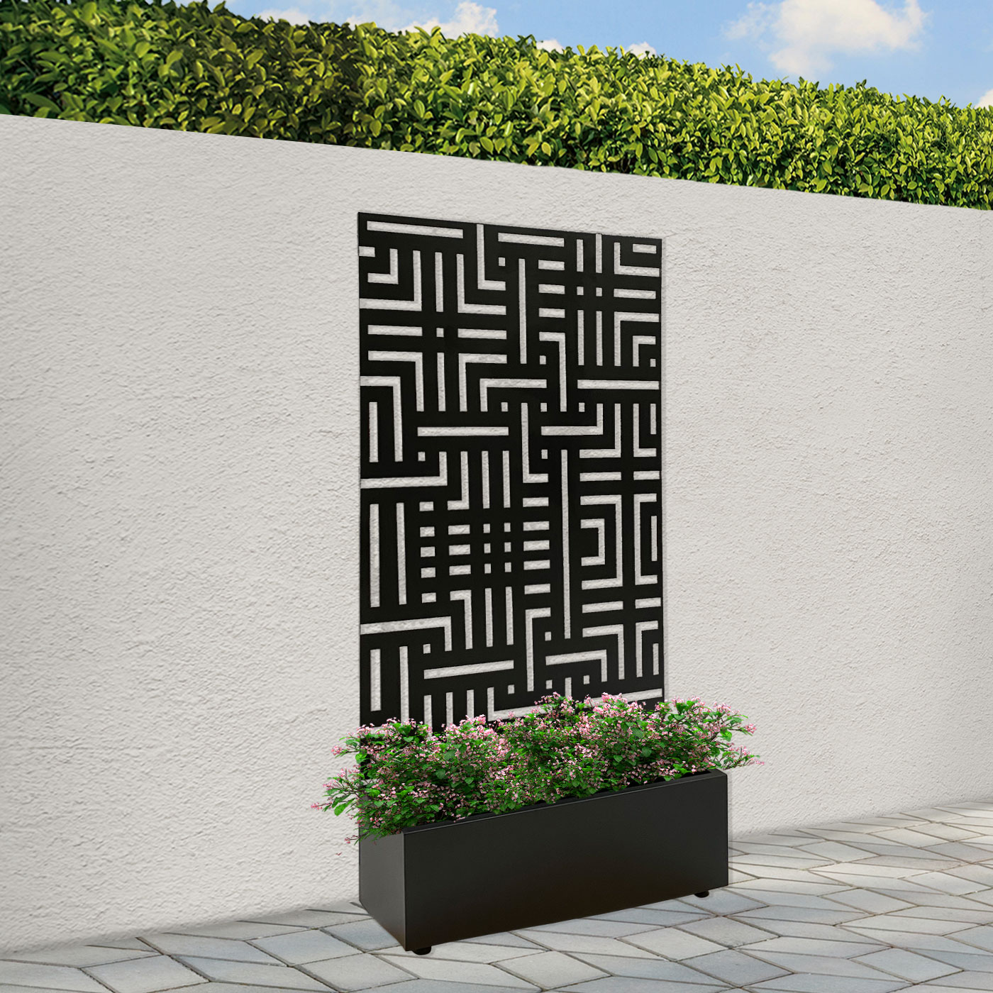 'Labyrinth' Garden Screen with Planter 