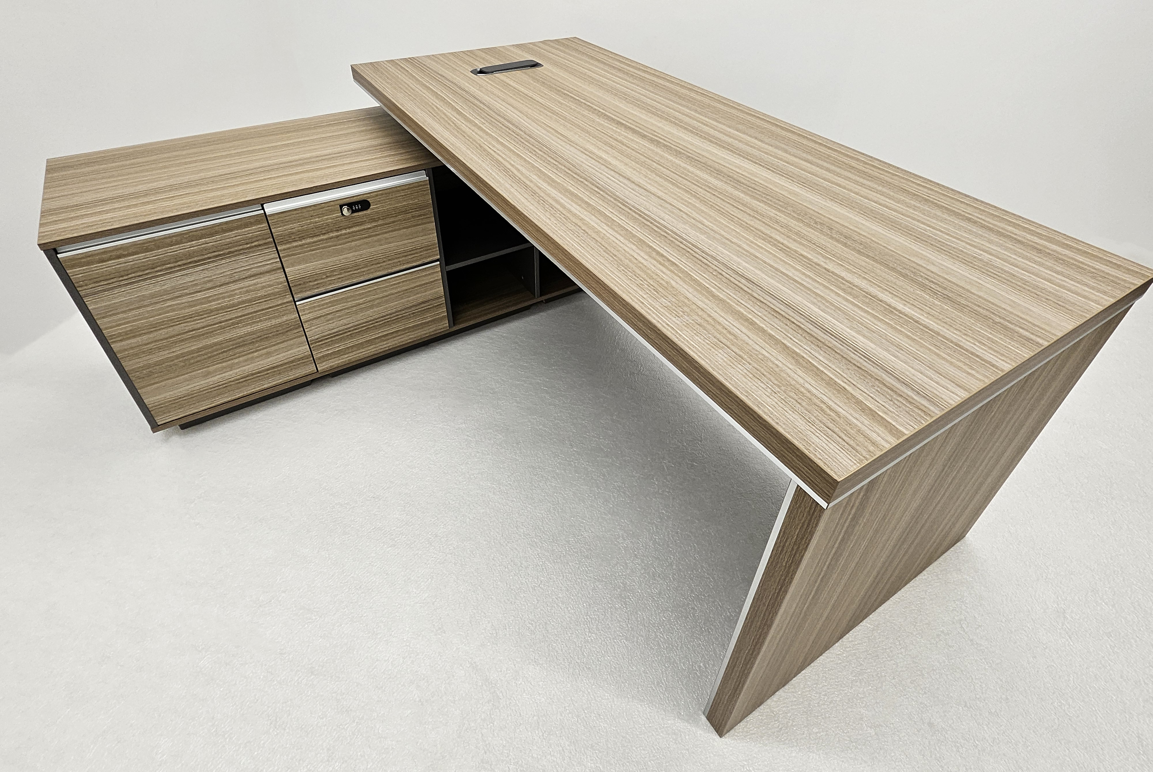 Modern Home Golden Oak Corner Executive Office Desk with Integrated Storage - 2000mm or 2200mm - PM02-D02 UK