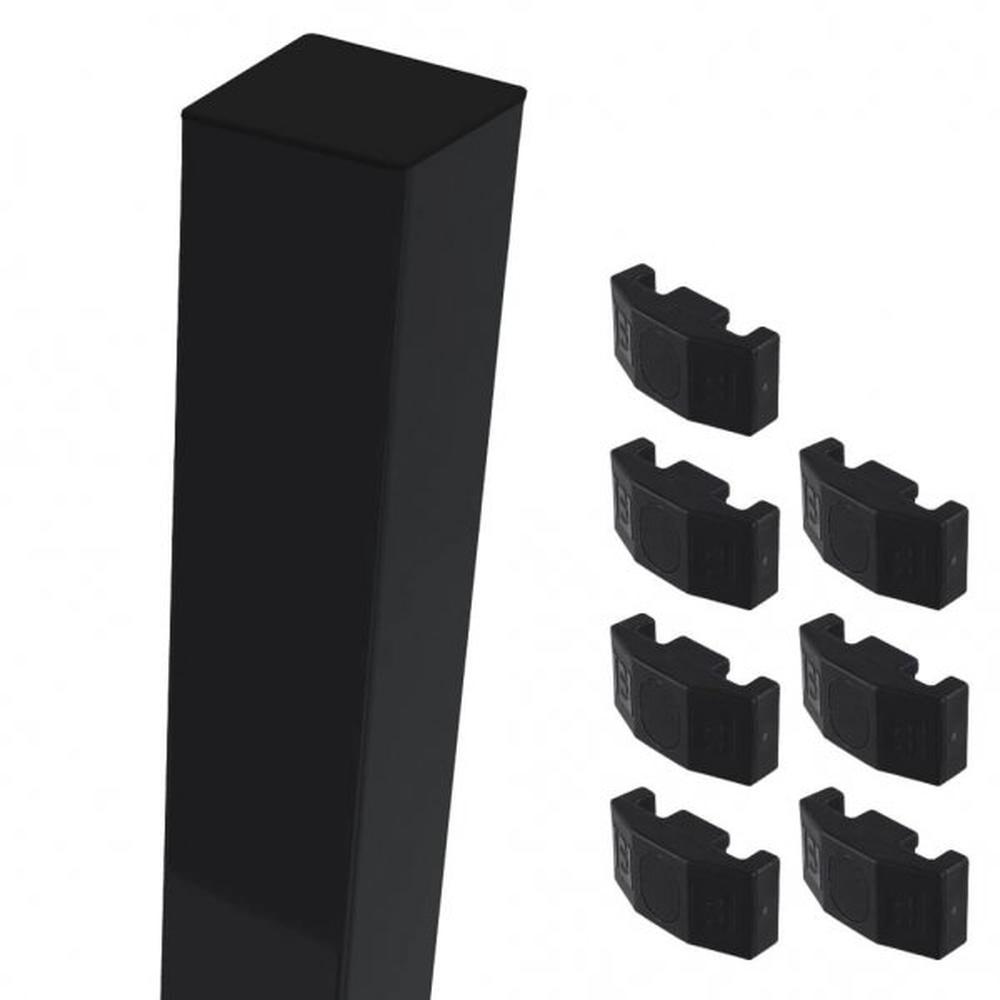 Black Mid/End Post For 2.4m High FenceWith Fixings (3.1m Overall Length)