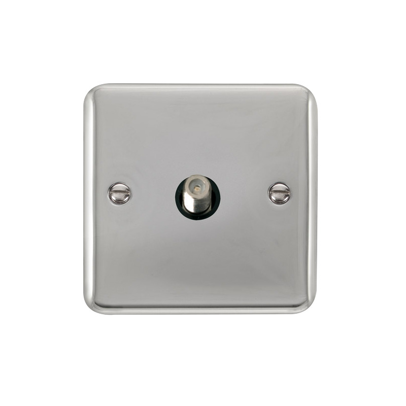 Click Deco Plus Twin Non-Isolated Single Satellite Outlet Polished Chrome Black Inserts